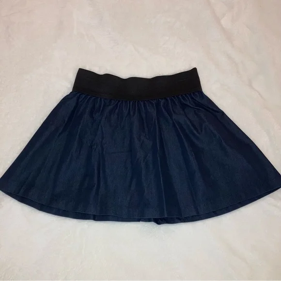 Miley Cyrus Max Azria Navy Blue Chambray Preppy Circle Skater Mini Skirt Medium - Picture 3 of 12